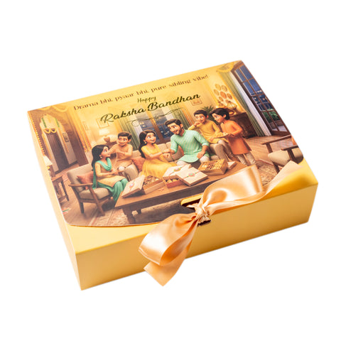 RIBBON CHOCOLATE BOX-RAKSHA BANDHAN DESIGN (7.5*6*2 INCH) (BK-94-RB-CHROME)