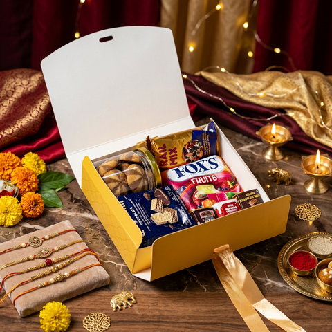 RIBBON CHOCOLATE BOX-RAKSHA BANDHAN DESIGN (7.5*6*2 INCH) (BK-94-RB-CHROME)