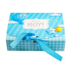 12 CAVITY RIBBON CHOCOLATE BOX-ITS A BOY (7.5*6*2 INCH) (BK-95-BY-BABY BLUE)
