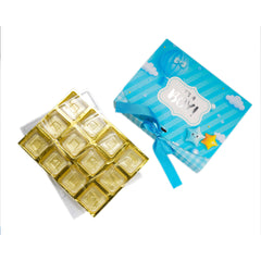 12 CAVITY RIBBON CHOCOLATE BOX-ITS A BOY (7.5*6*2 INCH) (BK-95-BY-BABY BLUE)