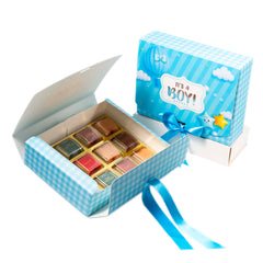 12 CAVITY RIBBON CHOCOLATE BOX-ITS A BOY (7.5*6*2 INCH) (BK-95-BY-BABY BLUE)