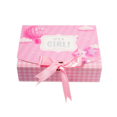 12 CAVITY RIBBON CHOCOLATE BOX-ITS A GIRL (7.5*6*2 INCH) (BK-95-GL-BABY PINK)