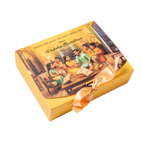 RIBBON HAMPER BOX-RAKSHA BANDHAN DESIGN (7.5*6*2 INCH) (BK-95-RB-CHROME)