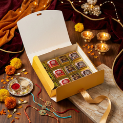 RIBBON HAMPER BOX-RAKSHA BANDHAN DESIGN (7.5*6*2 INCH) (BK-95-RB-CHROME)