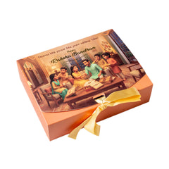 12 CAVITY RIBBON CHOCOLATE BOX-RAKSHA BANDHAN DESIGN (7.5*6*2 INCH) (BK-95-RB-PEACH)