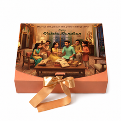 12 CAVITY RIBBON CHOCOLATE BOX-RAKSHA BANDHAN DESIGN (7.5*6*2 INCH) (BK-95-RB-PEACH)