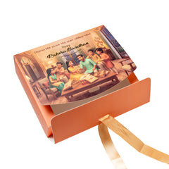 12 CAVITY RIBBON CHOCOLATE BOX-RAKSHA BANDHAN DESIGN (7.5*6*2 INCH) (BK-95-RB-PEACH)