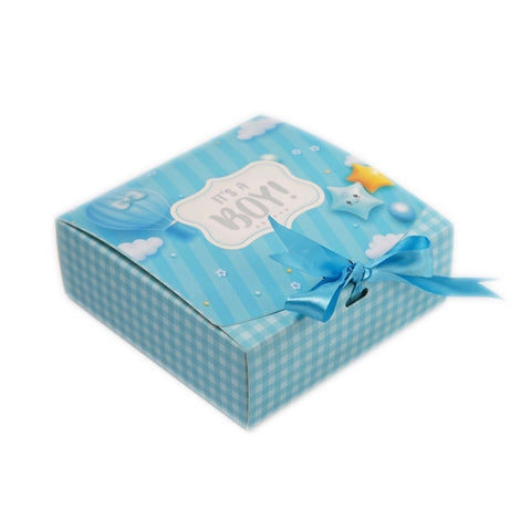 9 CAVITY RIBBON CHOCOLATE BOX-ITS A BOY (5.75*5.75*2 INCH) (BK-96-BY-BABY BLUE)