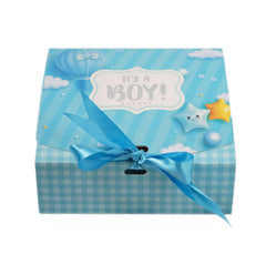 9 CAVITY RIBBON CHOCOLATE BOX-ITS A BOY (5.75*5.75*2 INCH) (BK-96-BY-BABY BLUE)