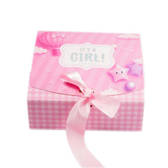 9 CAVITY RIBBON CHOCOLATE BOX-ITS A GIRL (5.75*5.75*2 INCH) (BK-96-GL-BABY PINK)