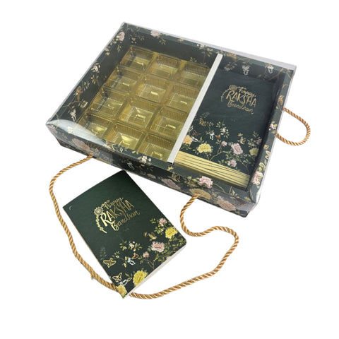 Decorative chocolate box with floral design on a white background