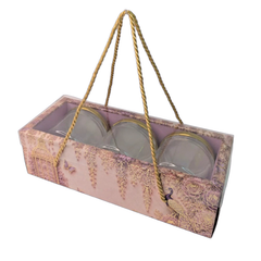3 Jar Hamper Box With transparent lid And Rope Handle (10*3.5*3 Inch) (BK-99-EW-DL)