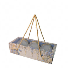 3 Jar Hamper Box With transparent lid And Rope Handle (10*3.5*3 Inch) (BK-99-EW-PB)