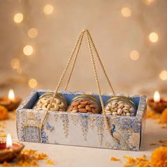 3 Jar Hamper Box With transparent lid And Rope Handle (10*3.5*3 Inch) (BK-99-EW-PB)