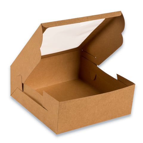 Brown Kraft One Kg Cake Box with Window 10*10*4 Inch (BK-2-BW)