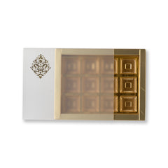 12 Cavity Chocolate Box With Golden Tray And Translucent PVC Sleeves (19*14.4*3 Cm) (CK-3)