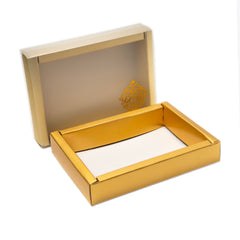 6 Cavity Chocolate Box With Golden Tray And Translucent PVC Sleeves (14*9.5*3 CM) (CK-1)