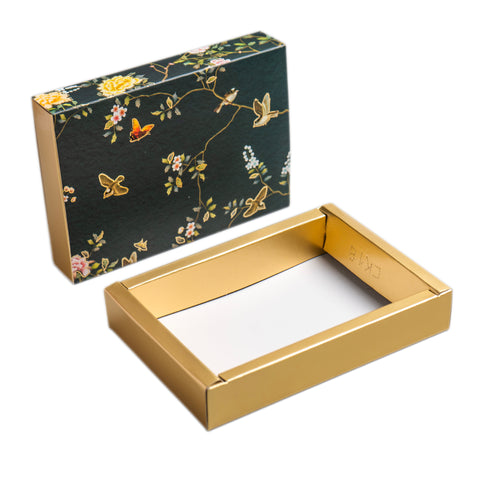 6 CAVITY SLIDER CHOCOLATE BOX WITH PRINTED SLEEVES AND GOLDEN TRAY (14*9.5*3 CM) (CK-1-EB)