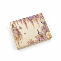 6 Cavity Chocolate Box In Enchanted Wisteria Peacock Design-Dusty Lilac(14*9.5*3 CM) (CK-1-EW-Dusty Lilac)