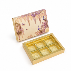 6 Cavity Chocolate Box In Enchanted Wisteria Peacock Design-Dusty Lilac(14*9.5*3 CM) (CK-1-EW-Dusty Lilac)