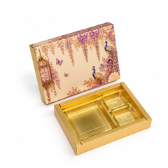6 Cavity Chocolate Box In Enchanted Wisteria Peacock Design-Dusty Lilac(14*9.5*3 CM) (CK-1-EW-Dusty Lilac)