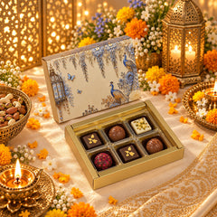 6 Cavity Chocolate Box In Enchanted Wisteria Peacock Design-Powder Blue(14*9.5*3 CM) (CK-1-EW-Powder Blue)