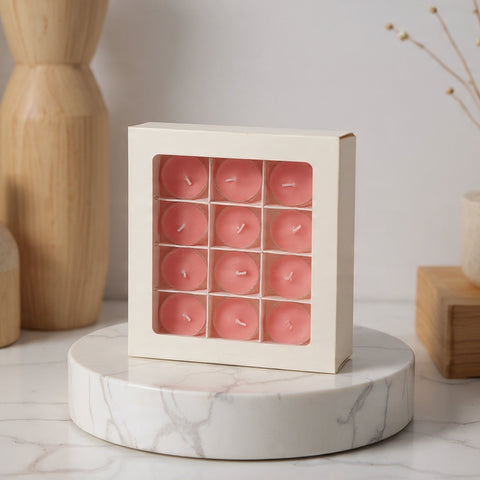 12 Cavity Ladoo Candle Box With Slider Window Sleeves and Partition- White -16*12*4 CM (CK-12)