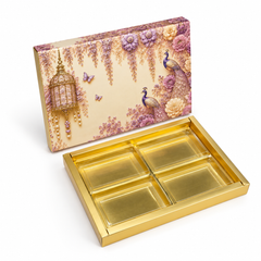 24 Cavity Chocolate Box In Enchanted Wisteria Peacock Design-Dusty Lilac (28.5*14*3 CM) (CK-14-EW-Dusty Lilac)