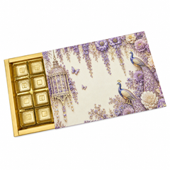 24 Cavity Chocolate Box In Enchanted Wisteria Peacock Design-Dusty Lilac (28.5*14*3 CM) (CK-14-EW-Dusty Lilac)