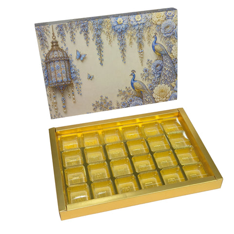 24 Cavity Chocolate Box In Enchanted Wisteria Peacock Design-Powder Blue(28.5*14*3 CM) (CK-14-EW-Powder Blue)