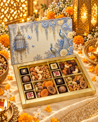 24 Cavity Chocolate Box In Enchanted Wisteria Peacock Design-Powder Blue(28.5*14*3 CM) (CK-14-EW-Powder Blue)