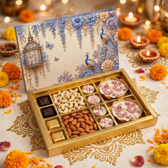 24 Cavity Chocolate Box In Enchanted Wisteria Peacock Design-Powder Blue(28.5*14*3 CM) (CK-14-EW-Powder Blue)