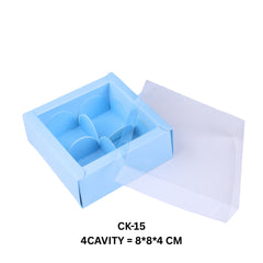 4 Cavity Chocolate/Candle Box with Transparent Lid- 3.25*3.25*1.5 Inch (CK-15)