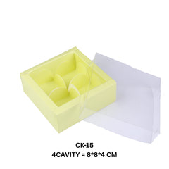 4 Cavity Chocolate/Candle Box with Transparent Lid- 3.25*3.25*1.5 Inch (CK-15)