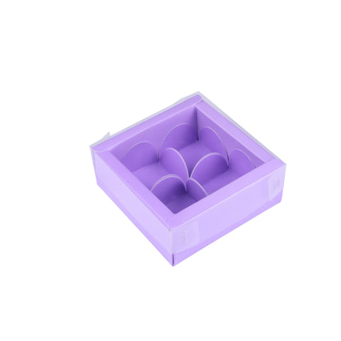 4 Cavity Chocolate Box/Candle Box with Transparent Lid- 3.25*3.25*1.5 Inch (CK-15)