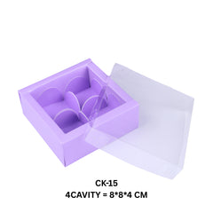 4 Cavity Chocolate/Candle Box with Transparent Lid- 3.25*3.25*1.5 Inch (CK-15)