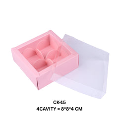 4 Cavity Chocolate/Candle Box with Transparent Lid- 3.25*3.25*1.5 Inch (CK-15)