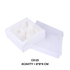 4 Cavity Chocolate/Candle Box with Transparent Lid- 3.25*3.25*1.5 Inch (CK-15)