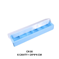 6 Cavity Chocolate Box/Candle Box with Transparent Lid- 9.5*1.75*1.5 Inch (CK-16)
