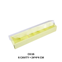 6 Cavity Chocolate Box/Candle Box with Transparent Lid- 9.5*1.75*1.5 Inch (CK-16)
