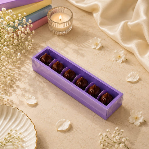6 Cavity Chocolate Box/Candle Box with Transparent Lid- 9.5*1.75*1.5 Inch (CK-16)