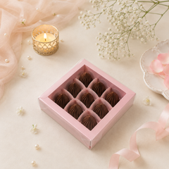 9 Cavity Chocolate Box/Candle Box with Transparent Lid- 5*5*1.5 Inch (CK-17)