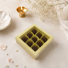 9 Cavity Chocolate Box/Candle Box with Transparent Lid- 5*5*1.5 Inch (CK-17)