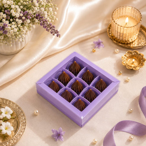 9 Cavity Chocolate Box/Candle Box with Transparent Lid- 5*5*1.5 Inch (CK-17)