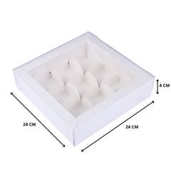 9 Cavity Chocolate Box/Candle Box with Transparent Lid- 5*5*1.5 Inch (CK-17)