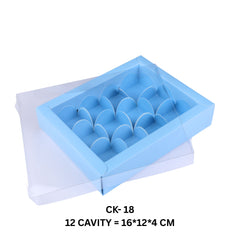 12 Cavity Chocolate Box/Candle Box with Transparent Lid- 6.5*5*1.5 Inch (CK-18)