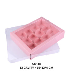12 Cavity Chocolate Box/Candle Box with Transparent Lid- 6.5*5*1.5 Inch (CK-18)