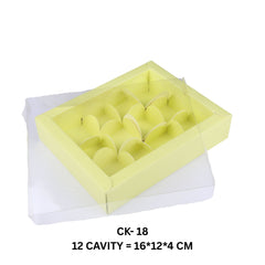 12 Cavity Chocolate Box/Candle Box with Transparent Lid- 6.5*5*1.5 Inch (CK-18)