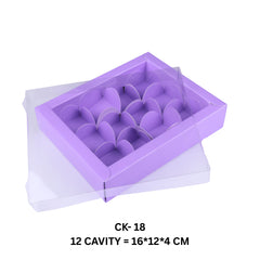 12 Cavity Chocolate Box/Candle Box with Transparent Lid- 6.5*5*1.5 Inch (CK-18)