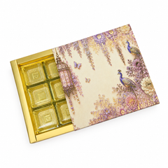 9 Cavity Chocolate Box In Enchanted Wisteria Peacock Design-Dusty Lilac(14*14*3 CM) (CK-2-EW-Dusty Lilac)